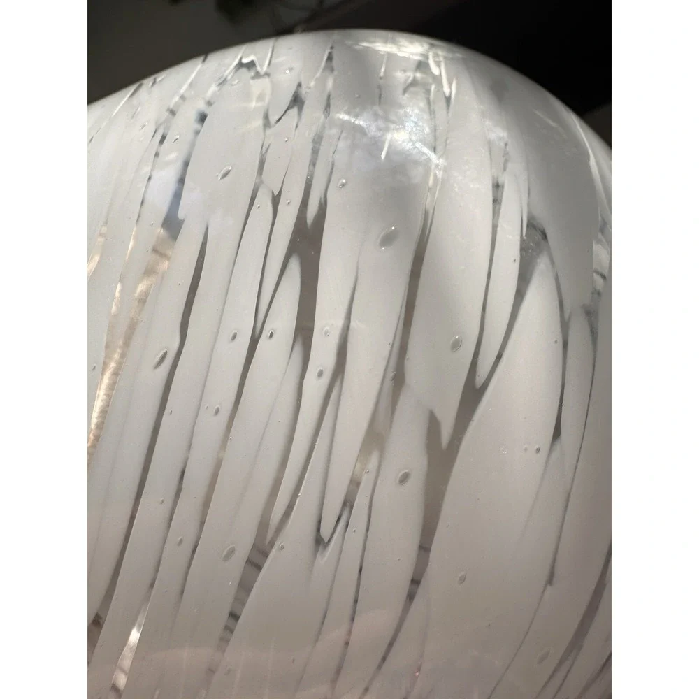 MCM MURANO Orb Vase White Swirl Pattern 7